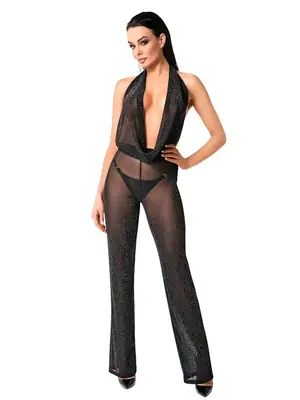 Bodystocking a catsuit - NOIR Jumpsuit priehľadný - čierny - 27308121031 - M