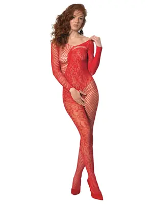 Bodystocking a catsuit - Passion bodystocking BS107 červený - BS107red