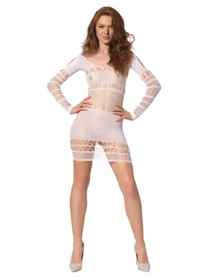 Erotické šaty - Passion minišaty BS105 biele - BS105white