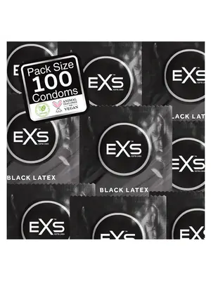 Farebné kondómy - EXS Black Latex kondómy 100 ks - shm100EXSBLACK