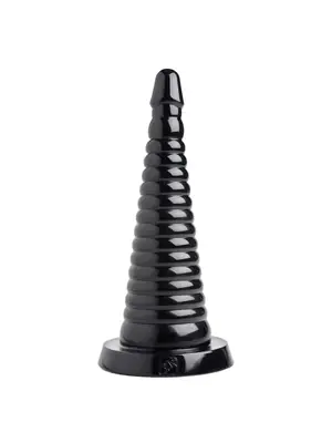 Dildá a vibrátory XXL - Giant Ribbed análne dildo - čierne - shmAF608