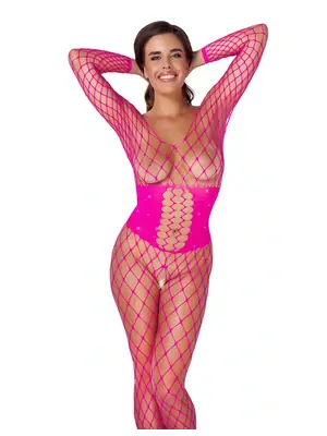 Bodystocking a catsuit - Fantasy by Cottelli Sieťovaný bodystocking - 25518103101