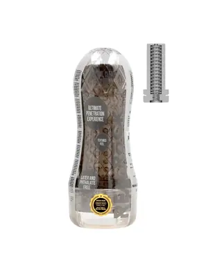 Vagíny - nevibračné - RealRock Easy Rider Textured masturbátor - čierny - REA197BLK