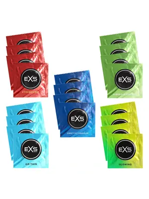 Akčné a darčekové sady kondómov - EXS kondómy Mix testovacia sada 20 ks - bal-EXSkondomy-001