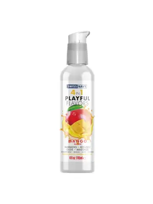 Lubrikačné gély s príchuťou alebo vôňou - Swiss Navy Playful 4 in1 lubrikačný gél Mango 118 ml - shmSN4N1FMG4