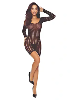 Bodystocking a catsuit - Passion minišaty BS110 čierne - BS110black