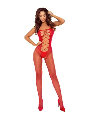 Bodystocking a catsuit - Passion bodystocking BS124 červený - BS124red