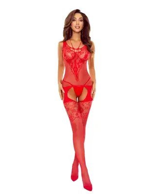 Bodystocking a catsuit - Passion bodystocking BS121 červený - BS121red