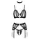 Erotické komplety - Abierta Fina Set 3dielna súprava - čierna - 22153571041 - L