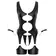 Erotické komplety - Cottelli Bondage Set body a tangá - čierne - 26331831021 - S